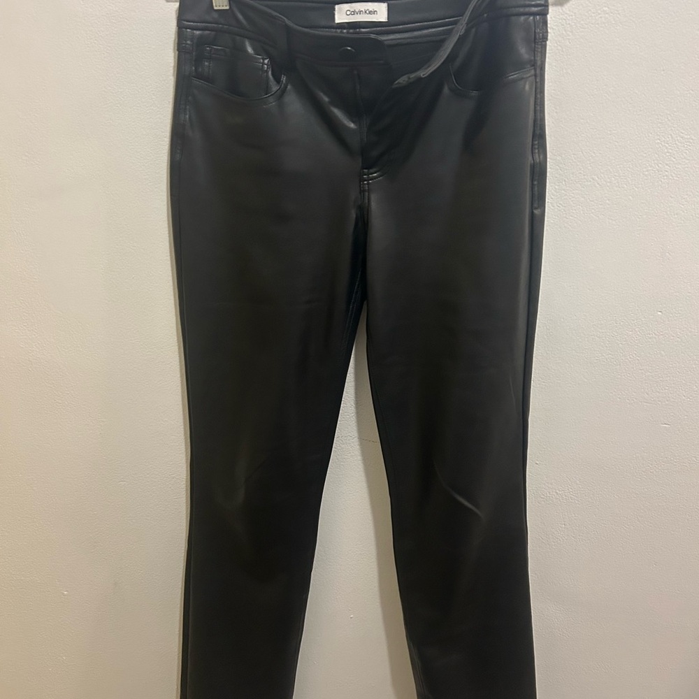 Calvin Klein Black Faux Leather Pants